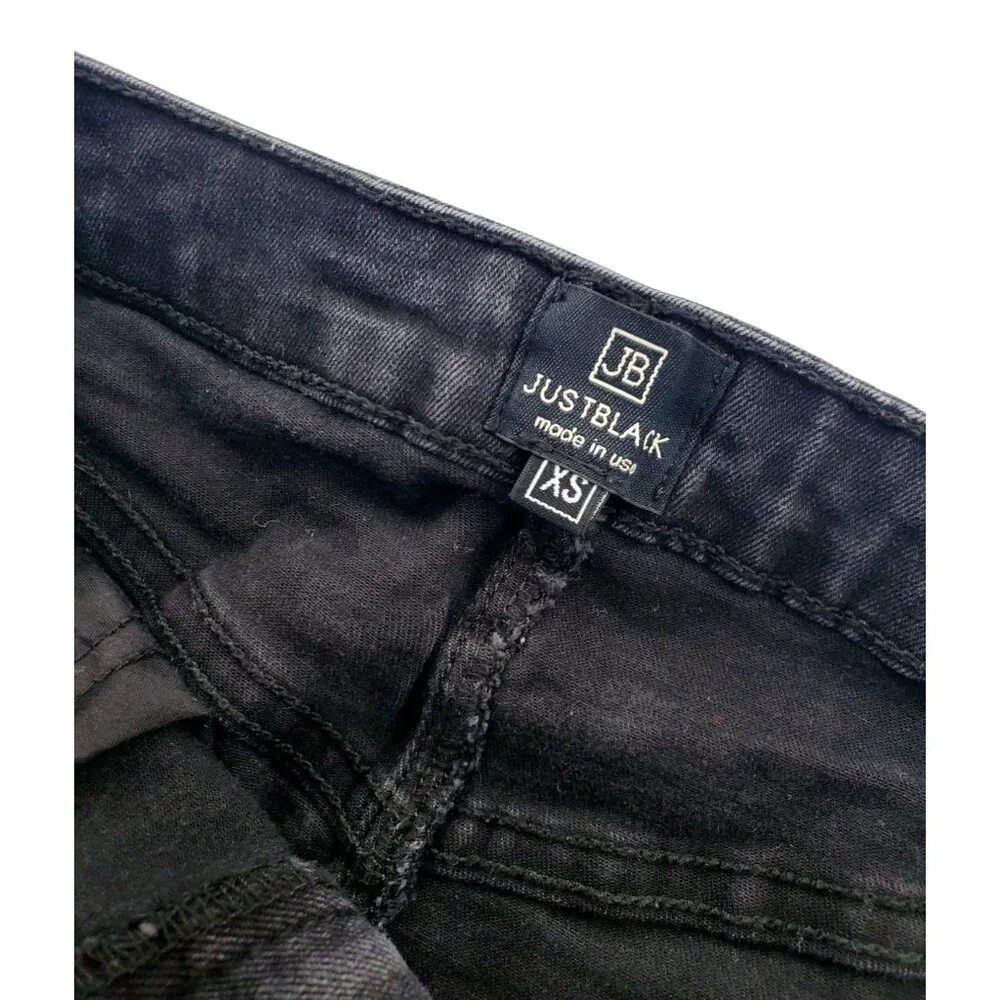 Just Black XS Jean Skirt Released Hem Stretch Casual Retro Classic Denim Black